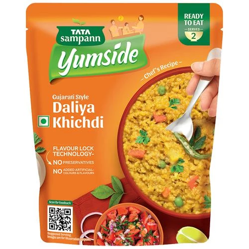 Tata Sampann Yumside Gujarati Style Daliya Khichdi - Ready To Eat Meal, 285 g-1.webp